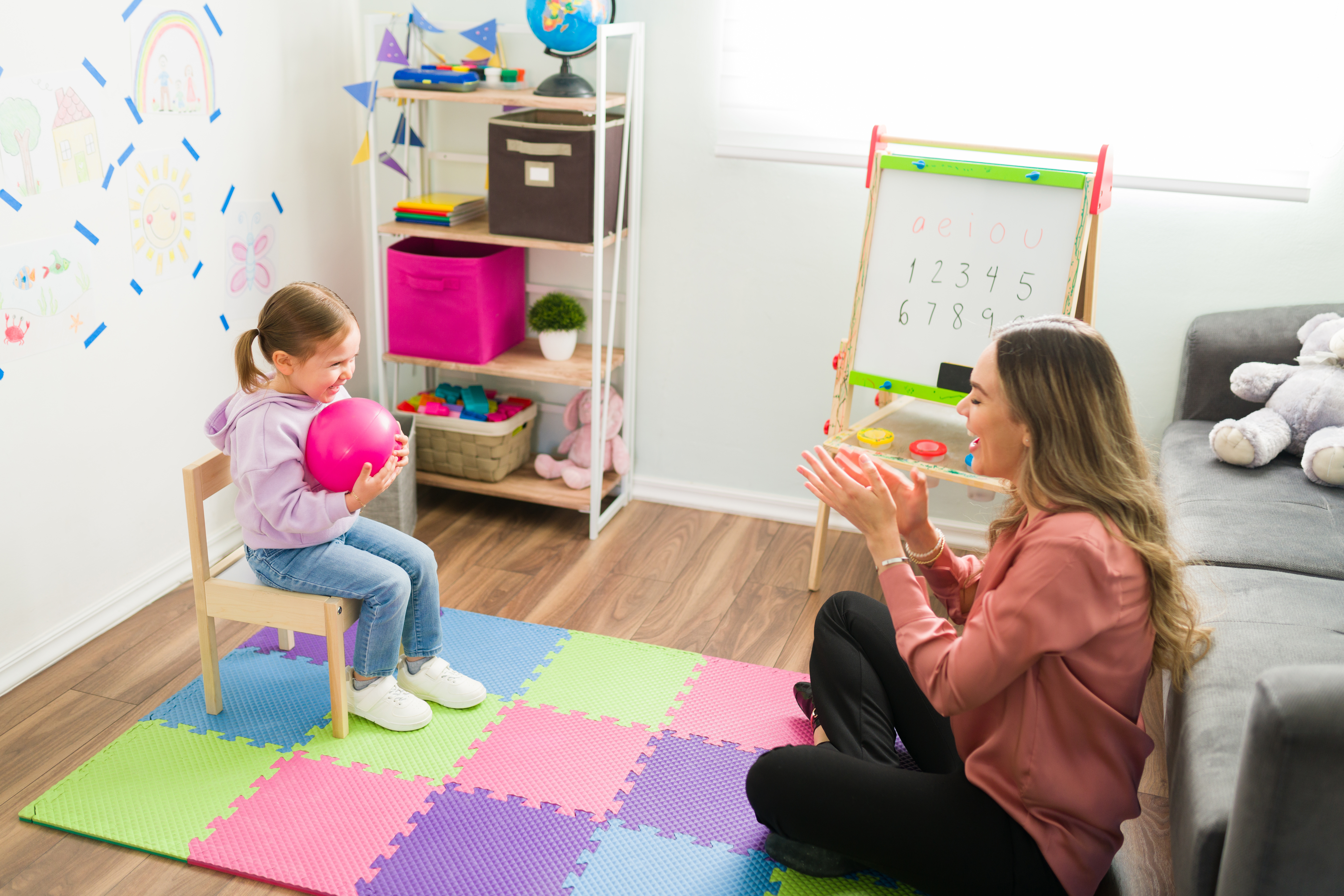 child playing with parent